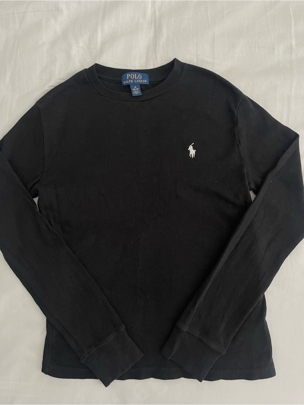 Polo by Ralph Lauren kids Black rib knit Long Sleeve Crew Shirt